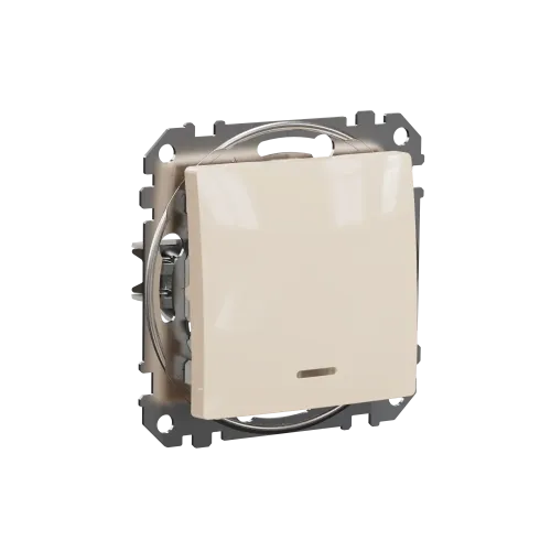 Выключатель с подсветкой 1 клавишный, бежевый, Sedna Design SDD112101L