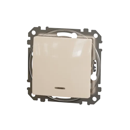 Выключатель с подсветкой 1 клавишный, бежевый, Sedna Design SDD112101L