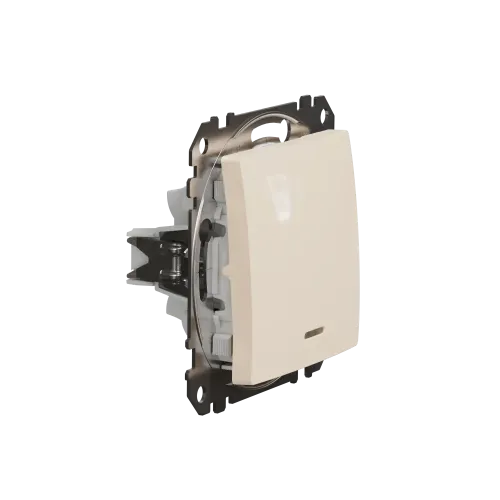 Выключатель проходной с подсветкой 1 клавишный, бежевый, Sedna Design SDD112106L