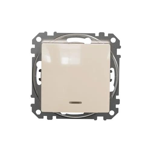 Выключатель проходной с подсветкой 1 клавишный, бежевый, Sedna Design SDD112106L