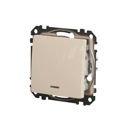 Выключатель перекрестный с подсветкой, бежевый, Sedna Design SDD112107L
