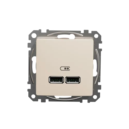 Розетка USB тип A+A, бежевый, Sedna Design SDD112401