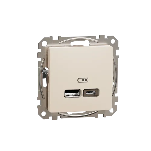 Розетка USB тип A+C 2,4A, бежевый, Sedna Design SDD112402