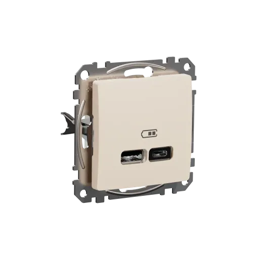 Розетка USB тип A+C 2,4A, бежевый, Sedna Design SDD112402