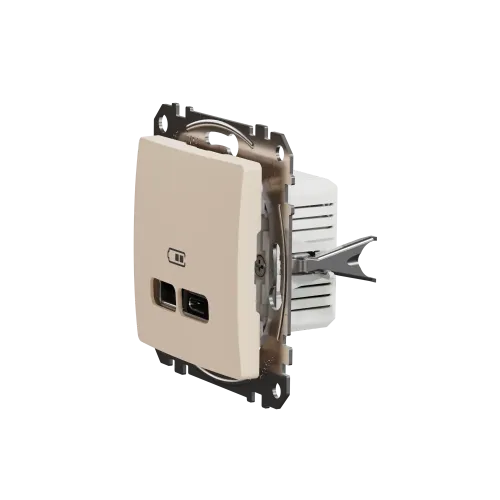 Розетка USB тип A+C 2,4A, бежевый, Sedna Design SDD112402