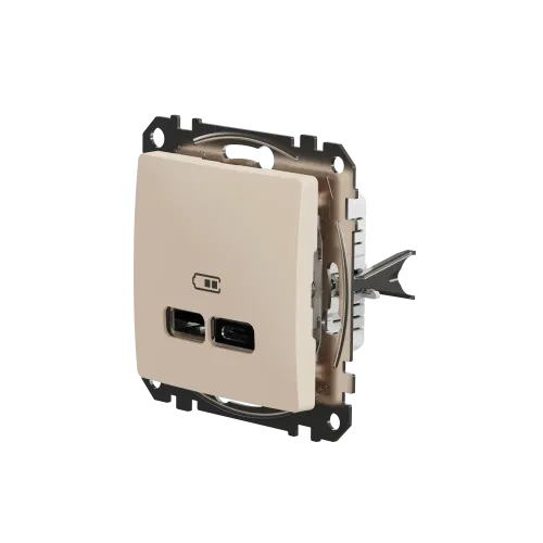 Розетка USB тип A+C 2,4A, бежевый, Sedna Design SDD112402