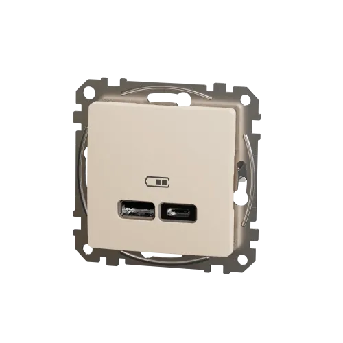 Розетка USB тип A+C 2,4A, бежевый, Sedna Design SDD112402