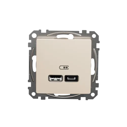 Розетка USB тип A+C 2,4A, бежевый, Sedna Design SDD112402
