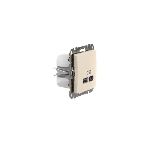 Розетка USB тип A+C 3A, 45W, бежевый, Sedna Design SDD112404