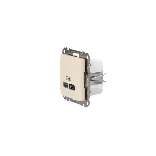 Розетка USB тип A+C 3A, 45W, бежевый, Sedna Design SDD112404