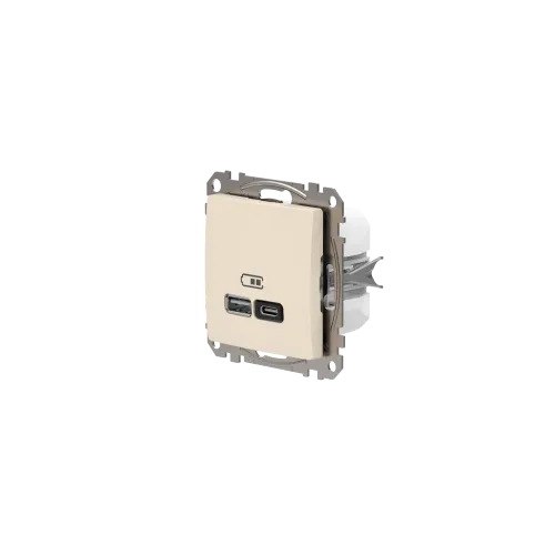 Розетка USB тип A+C 3A, 45W, бежевый, Sedna Design SDD112404
