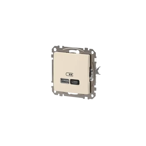 Розетка USB тип A+C 3A, 45W, бежевый, Sedna Design SDD112404