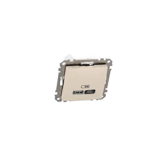 Розетка USB тип A+C 3A, 45W, бежевый, Sedna Design SDD112404