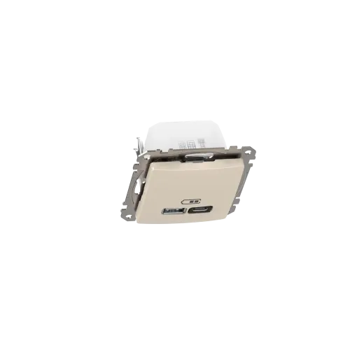 Розетка USB тип A+C 3A, 45W, бежевый, Sedna Design SDD112404