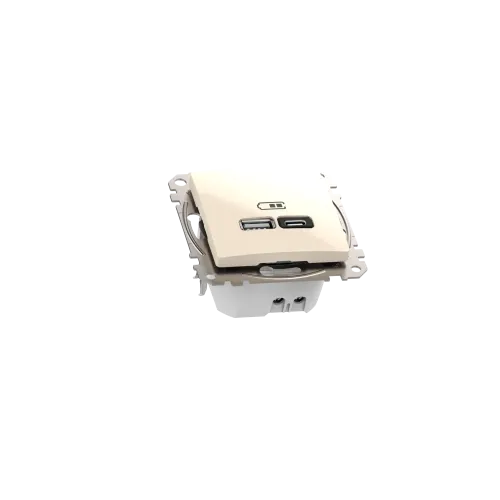 Розетка USB тип A+C 3A, 45W, бежевый, Sedna Design SDD112404