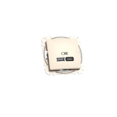 Розетка USB тип A+C 3A, 45W, бежевый, Sedna Design SDD112404