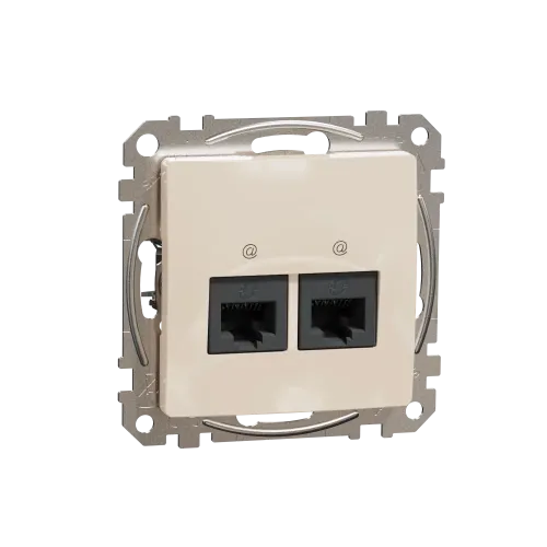 Компьютерная розетка 2 х RJ45 кат. 5е UTP, бежевый, Sedna Design SDD112452
