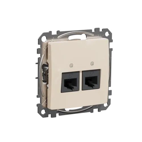 Компьютерная розетка 2 х RJ45 кат. 5е UTP, бежевый, Sedna Design SDD112452