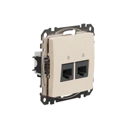 Компьютерная розетка 2 х RJ45 кат. 5е UTP, бежевый, Sedna Design SDD112452