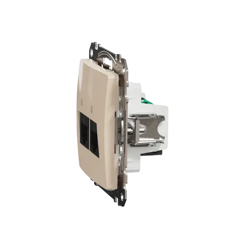 Компьютерная розетка 2 х RJ45 кат. 5е UTP, бежевый, Sedna Design SDD112452