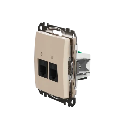 Компьютерная розетка 2 х RJ45 кат. 5е UTP, бежевый, Sedna Design SDD112452