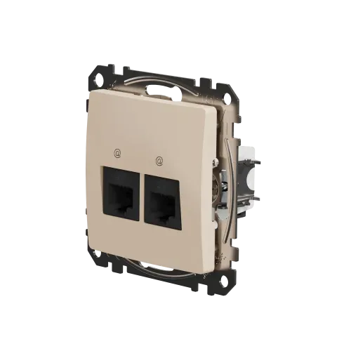 Компьютерная розетка 2 х RJ45 кат. 5е UTP, бежевый, Sedna Design SDD112452