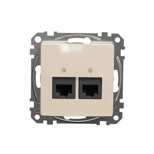 Компьютерная розетка 2 х RJ45 кат. 5е UTP, бежевый, Sedna Design SDD112452