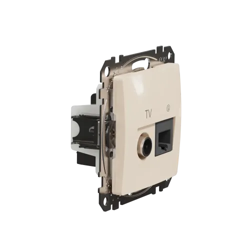 Розетка телевизионная и компьютерная TV+RJ45 кат. 6 UTP, бежевый, Sedna Design SDD112469T