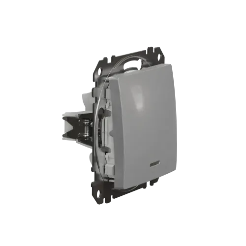Выключатель с подсветкой 1 клавишный, алюминий, Sedna Design SDD113101L