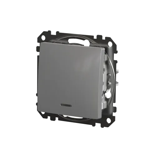 Выключатель с подсветкой 1 клавишный, алюминий, Sedna Design SDD113101L