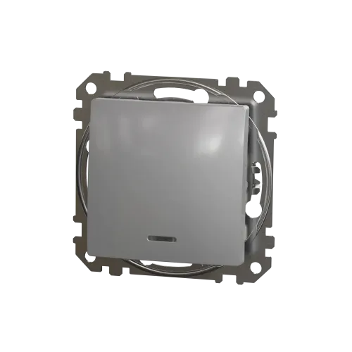Выключатель с подсветкой 1 клавишный, алюминий, Sedna Design SDD113101L