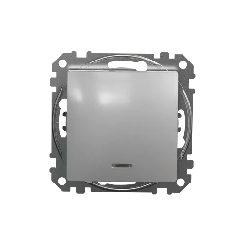 Выключатель с подсветкой 1 клавишный, алюминий, Sedna Design SDD113101L
