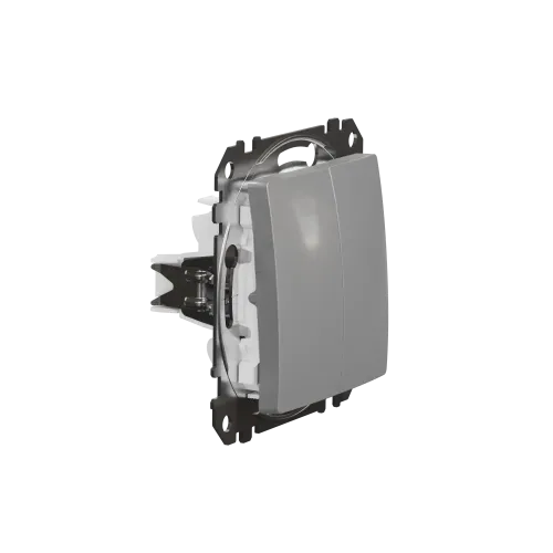 Выключатель 2 клавишный, алюминий, Sedna Design SDD113105
