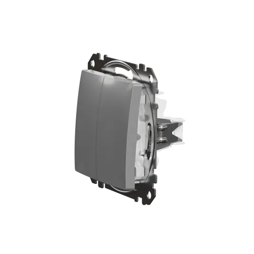 Выключатель 2 клавишный, алюминий, Sedna Design SDD113105
