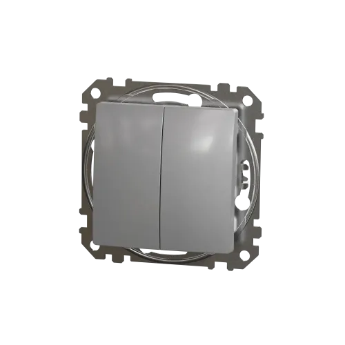 Выключатель 2 клавишный, алюминий, Sedna Design SDD113105