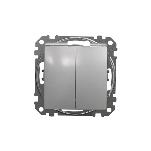 Выключатель 2 клавишный, алюминий, Sedna Design SDD113105