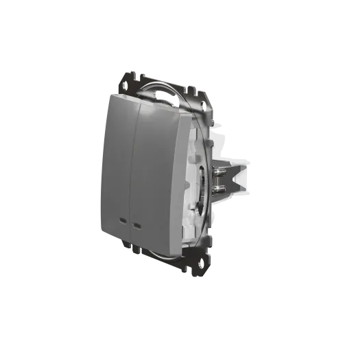 Выключатель с подсветкой 2 клавишный, алюминий, Sedna Design SDD113105L