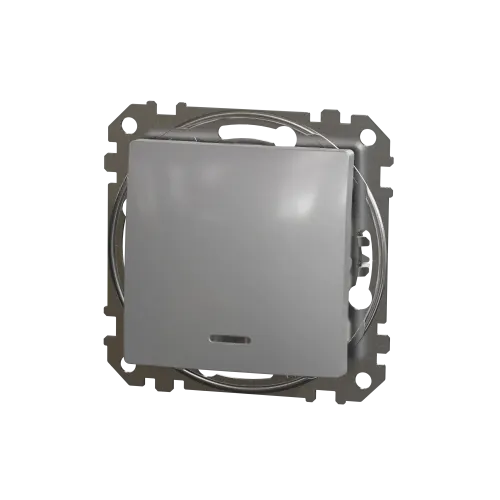 Выключатель проходной с подсветкой 1 клавишный, алюминий, Sedna Design SDD113106L