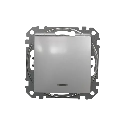 Выключатель проходной с подсветкой 1 клавишный, алюминий, Sedna Design SDD113106L