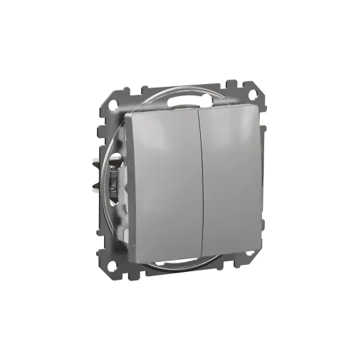 Выключатель проходной 2 клавишный, алюминий, Sedna Design SDD113108