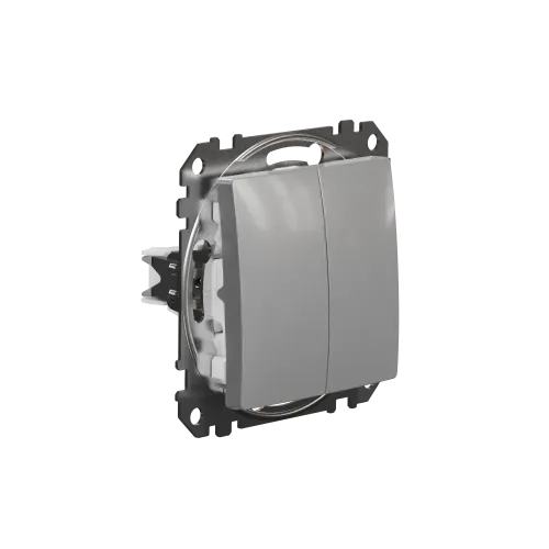 Выключатель проходной 2 клавишный, алюминий, Sedna Design SDD113108