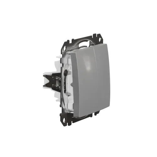 Выключатель проходной 2 клавишный, алюминий, Sedna Design SDD113108