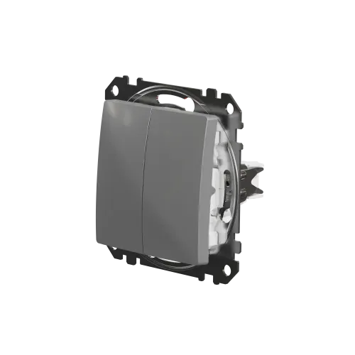 Выключатель проходной 2 клавишный, алюминий, Sedna Design SDD113108