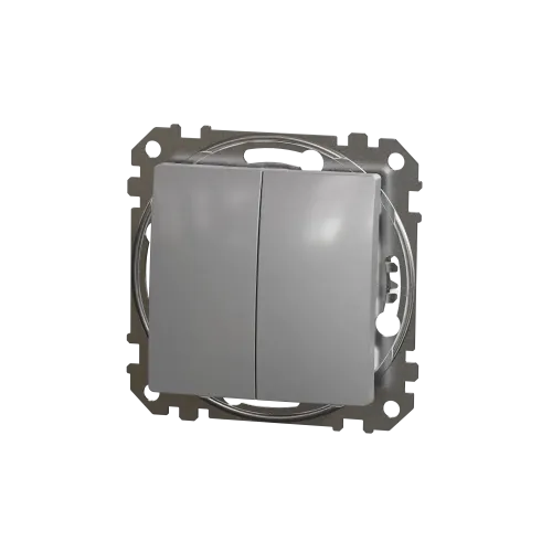 Выключатель проходной 2 клавишный, алюминий, Sedna Design SDD113108