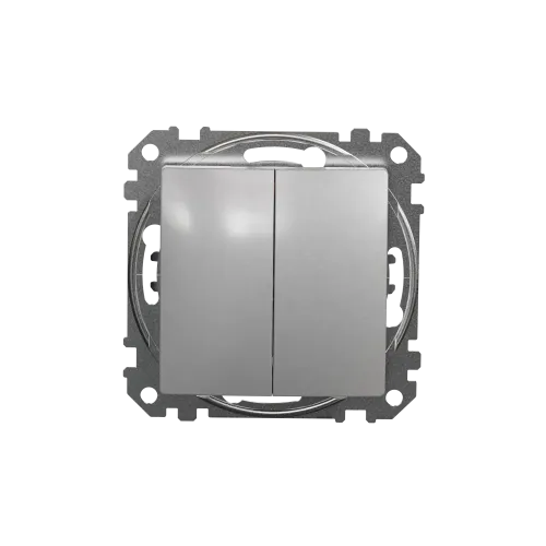 Выключатель проходной 2 клавишный, алюминий, Sedna Design SDD113108