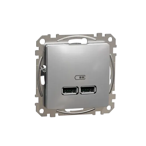 Розетка USB тип A+A, алюминий, Sedna Design SDD113401