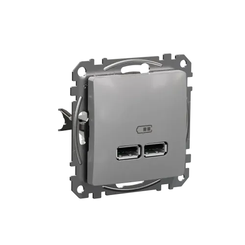 Розетка USB тип A+A, алюминий, Sedna Design SDD113401