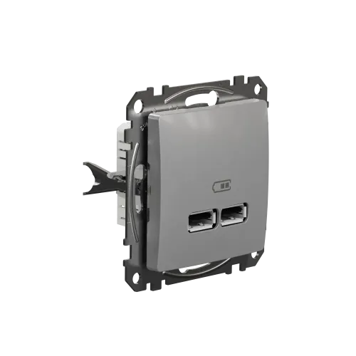 Розетка USB тип A+A, алюминий, Sedna Design SDD113401