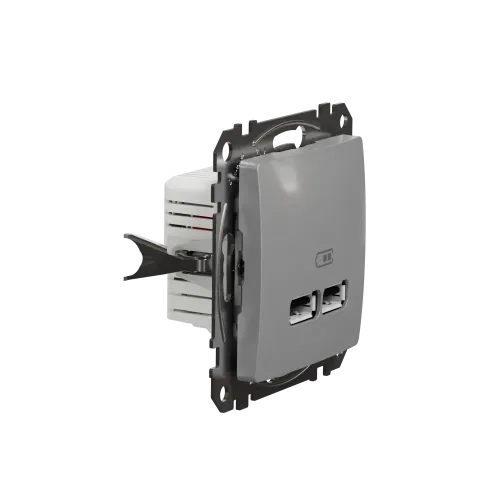 Розетка USB тип A+A, алюминий, Sedna Design SDD113401
