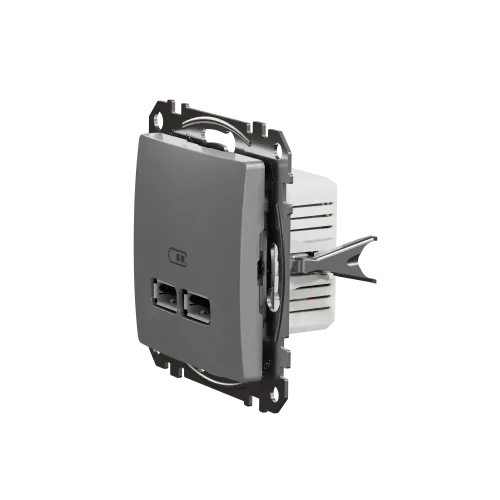 Розетка USB тип A+A, алюминий, Sedna Design SDD113401